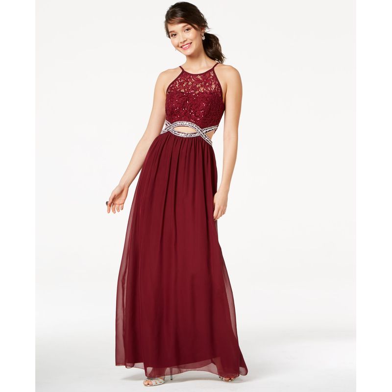 Speechless Juniors Sequined Lace Infinity Gown